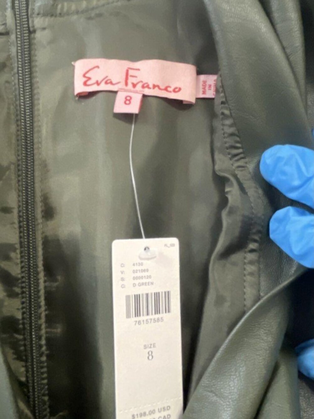 Anthropologie Eva Franco Olive Green Vegan Leather Cutout Midi Dress Size 8 - Picture 3 of 7